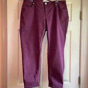 Slink Purple/Wine‎ Curvy Ankle Jeans, Size 14